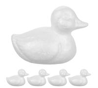 COMPUKAS 5 Piezas Patitos de Espuma de Color Claro para Arreglos, Estatua de Pato de Espuma, Blanco, sin Pintar, Poliestireno, para Modelar y Manualidades, Diy, Decoración del Hogar