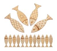 COMPUKAS 50 Piezas de Adornos de Madera de Pescado sin Terminar para Proyectos Diy, Decoracion Verano Estilo Mediterráneo y Temática Náutica para Manualidades Creativas
