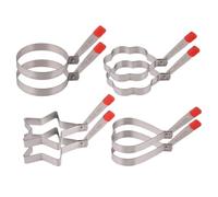 COMPUKAS 8piezas Moldes para Huevos y Tortitas de Acero Inoxidable con Asas Anillos Antiadherentes para Freír Hornear y Moldear Formas Corazón Flor Estrella y Redonda Utensilios de Cocina