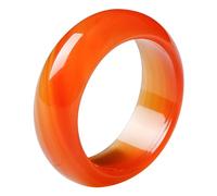 COMPUKAS Anillo de Banda de Ágata Rojo para Mujer Diseño Elegante y Simple, Joyería de Anillo de Cristal Adecuado para Prom y Cocktail