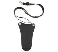 COMPUKAS Bolsa de Tijeras de Peluquero para Herramientas de Peluquería de Cuero Negro, Estuche Profesional Fácil de Llevar Bolsillos para Tijeras y Clips