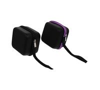 COMPUKAS Bolsas Portátiles para Aceites Esenciales 5 Ml, 2 Unidades, Compacto 7 Compartimentos, Resistente a Impactos, para Viajes y Transporte Seguro, Colores Negro y Púrpura