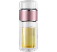 COMPUKAS Botella Infusora de Té Separación de Agua y Acero Inoxidable 304 de Vidrio 250ml Mantiene Bebidas Frías o Calientes, Adecuado para Viaje y Hogar