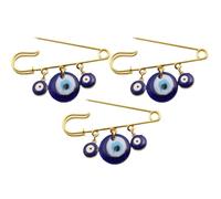 COMPUKAS Broche de Solapa Colgante de Ojo Turco Azul y Dorado, Conjunto de 3 Broches Decorativos para Bufanda, Suéter y Abrigo, Joyas Mal de Ojo, Accesorio Adecuado para Fiestas y Eventos