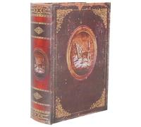 COMPUKAS Caja Libro Decoración de Madera Tapa Fácil de Abrir y Cerrar, Caja Almacenamiento Navidad Forma de Biblia para Adornos Navideños y Regalos Festivos