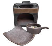COMPUKAS Calentador de Té de Cerámica Hogar, Estufa Multifuncional de Cerámica Base Antideslizante, Diseño Cuadrado Dorado, Adecuado para Mantener Té y Leche Calientes en Oficina y Casa