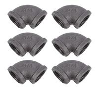 COMPUKAS Conectores de Hierro Negro de 6 Piezas, Accesorios de Tubería de 3/4 Resistentes y Fáciles de Instalar para Fontanería Industrial