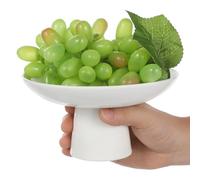 COMPUKAS Cuenco de Cerámica con Pedestal Blanco para Frutas y Snacks, Bandeja Elegante y Duradera que Previene Resbalones, Adecuada para Cocina y Fiestas de Té