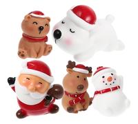 COMPUKAS Juego de 5 Figuras Decorativas de Resina para Decoración Navideña de Mesa, Muñecos de Escarcha y Renos Resistentes Larga Duración para Escena Navideña en Casa