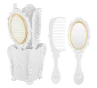 COMPUKAS Juego de 5 Peines y Cepillos Cabello de Plástico Blanco con Masajeador para Aumentar la Circulación, Adecuado para Dormitorio U Oficina