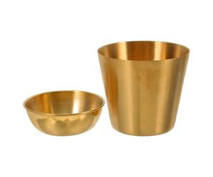 COMPUKAS Juego de Tazas para Condimentos de Acero Inoxidable Dorado Diseño Moderno, Adecuado para Cocina y Restaurantes, para Servir Papas Fritas y Snacks