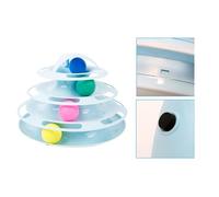 COMPUKAS Juguete para Gatos Bola Giratoria de 4 de Cascabel en Material PP Azul para Atraer la Atención y Estimular el Juego del Gato