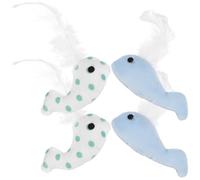 COMPUKAS Juguetes para Gatos de Interior de Peluche Forma de Ballena y Plumas, Pack de 4 Piezas Ligeras Que Alivian la Ansiedad y Fomentan un Estilo de Vida Saludable