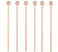 COMPUKAS Mazos de Percusión de Madera para Marimbas y Xilófonos, 6 Piezas Punta Redonda, Diseño Bien Elaborado para Enseñanza Musical y Desarrollo del Talento