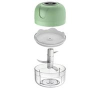 COMPUKAS Mini Picadora de Ajo Eléctrica Portátil de 100ml Cuerpo Verde de Acero Inoxidable y Abs Adecuado para Camping y Almacenamiento en Espacios Pequeños