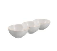 COMPUKAS Plato de Salsa Coreana de Cerámica 3 Divisiones, Resistente a Altas Temperaturas y Multifunción para Barbacoa y Ocasiones Familiares