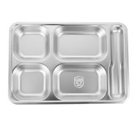 COMPUKAS Plato Dividido de Acero Inoxidable con Compartimentos Profundos y Soporte para Cuchara Bandeja Resistente y Duradera para Comedor Escolar y Catering Diseño Ligero y Fácil Limpieza