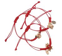 COMPUKAS Pulsera Roja Tejida a Mano para Mujer, Pack 3 Unidades Colgante Mini Buey de Aleación, Pulseras Amistad y Amuleto de Suerte, Accesorio para Festival del Año Chino Varios estilos