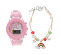 COMPUKAS Reloj Digital Luminoso de Unicornio para Niños Reloj de Pulsera de Silicona Diseño de Personajes Correa Ergonómica Aprendizaje Niñas