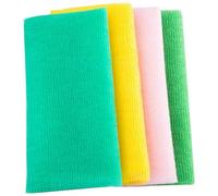 COMPUKAS Set de 4 Toallas Exfoliantes Corporales de Nylon Anilla Colgante, para Ducha Diaria y Cuidado de Piel Sensible, Adecuadas para Hoteles y Actividades al Aire Libre Color Aleatorio