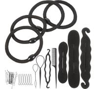 COMPUKAS Set de Accesorios para Hacer Moños Moldeadores de Bollos de Plástico Negro, Fácil de Transportar y Almacenar, Adecuado para Cenas y Uso Hogar