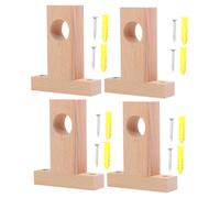 COMPUKAS Soportes de Barra de Cortina de Madera Robustos y Fáciles de Fijar, 4 Piezas Redondas para Ventanas y Baño Estilo Sencillo y Diseño Resistente