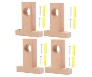 COMPUKAS Soportes de Barra de Cortina de Madera Robustos y Fáciles de Fijar, 4 Piezas Redondas para Ventanas y Baño Estilo Sencillo y Diseño Resistente