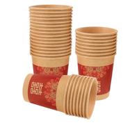 COMPUKAS Vasos de Papel 250ml 50 Piezas Rojos para Bodas Símbolo de Doble Felicidad Resistentes Prueba de Fugas, Ideales para Celebraciones y Banquetes Grandes