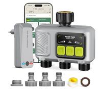 Computadora de riego WiFi con 3 salidas, temporizador de riego inteligente (alcance RF de 300 m), control por app/voz, retardo por lluvia, riego automático para césped, jardín y balcón