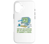 Computadora enferma Atrapado Virus Ver Doctor papá Broma Divertido Juego de Palabras Carcasa para iPhone 16