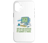 Computadora enferma Atrapado Virus Ver Doctor papá Broma Divertido Juego de Palabras Carcasa para iPhone 16 Plus