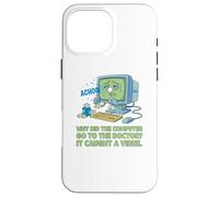 Computadora enferma Atrapado Virus Ver Doctor papá Broma Divertido Juego de Palabras Carcasa para iPhone 16 Pro MAX