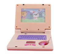 Computadora Portátil para Niños, Juguete de Simulación de Computadora con Función de Música LED para el Desarrollo Cognitivo, Dimensiones 19x15,7x3,8 cm con Ratón rosa no retráctil, Educativa y Desarr