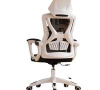 Computer Chair Office Chair Ergonomic Chairs Dormitory Student Study Chairs Backrest Seat Lumbar Support Height Adjustable Gaming(White Frame Black Mesh No Footrest)