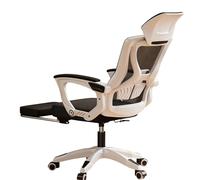 Computer Chair Office Chair Ergonomic Chairs Dormitory Student Study Chairs Backrest Seat Lumbar Support Height Adjustable Gaming(White Frame Black Mesh with Footrest)