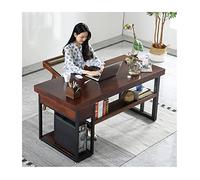 Computer Desk Home Office Solid Reclaimed Wood Desk Industrial Style Heavy Writing Desk Gaming Table with Drawers and Shelves (Size : 120x60x75cm) (140x70x75cm)