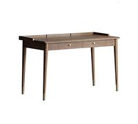 Computer Desk Light Luxury Study Furniture PC Laptop Desk Simple Home Writing Desk Ash Wood Working Study Table with 2 Drawers and 3 Sides Baffle Brass Handle Home Office Desks Pc Table (1.22 Meters