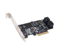 Computer District - Tarjeta controladora PCI Express 3.0 X4 (PCI-E o PCE) (4 puertos SATA 3 + 1 puerto M.2 (NGFF), chipset JMB585 (escuadra alta y perfil bajo)