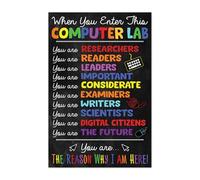 Computer Lab Rules & Shortcuts Poster - Welcome Sign for Technology, STEM Classroom, School Wall Art(Unframed,16x24inch(40x60cm))