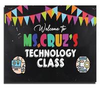 Computer Lab Welcome Sign Personalized PC Poster Custom Teacher Name for Technology Classroom Computer Science Decor(Framed,16x24inch(40x60cm))