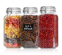 ComSaf 2300ML Botes de Cristal con Tapa - Conjunto de 3, Tarrors de Cristal Sellado Recipiente Hermético Transparente Envase para Pasta, Conservas, Especias, Azúcares, Café, Alimentos
