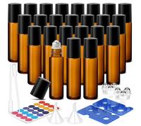ComSaf Botellas Roll-On de Vidrio 10 ml Pack de 24 para Aceites Esenciales