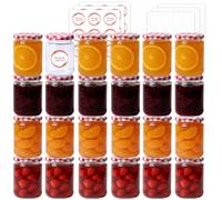ComSaf Lot de 24 Petits Pots en Verre 240ml avec étiquettes, Petit Pot en Verre avec Couvercle, Pot Confiture pour miel épices, idéal familles amateurs cuisine, usage maison cuisine cadeaux