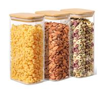 Comsaf Tarros de Cristal con Tapa, 1,7 L, 3 Frascos de Vidrio con Tapa, Adecuado para Cacao en Polvo, Palitos de Galleta, Azúcar Blanco