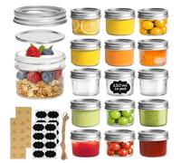 ComSaf Tarros de Cristal con Tapa 120ml 16 Unidades, Frascos de Vidrio con Tapa para Mermelada, Miel, Yogur, Encurtidos y Legumbres, Mason Jar Ideal también para Overnight Oats
