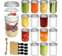 ComSaf Tarros de Cristal con Tapa 240ml 16 Unidades, Frascos de Vidrio con Tapa para Mermelada, Miel, Yogur, Encurtidos y Legumbres, Mason Jar Ideal también para Overnight Oats