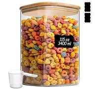 ComSaf Tarros de Cristal con Tapa, 3,4 L, 1 Frascos de Vidrio con Tapa, Adecuado para Pienso para Perros, Galletas Grandes, Soja Amarilla
