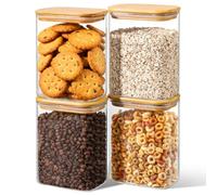 Comsaf Tarros de Cristal con Tapa, Frascos de Vidrio con Tapa, 1100 ml, Set de 4 Piezas, Adecuado para Arroz Integral, Sésamo Negro, Comino Molido