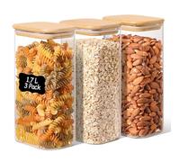 ComSaf Tarros de Cristal con Tapa, Frascos de Vidrio con Tapa, 1700 ml, Set de 3 Piezas, Adecuado para Avena Instantánea, Bolsitas de Té Verde, Hinojo en Grano