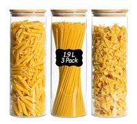 Comsaf Tarros de Cristal con Tapa, Frascos de Vidrio con Tapa, 1900 ml, Set de 3 Piezas, Adecuado para Leche en Polvo, Pasas, Caramelos Rellenos